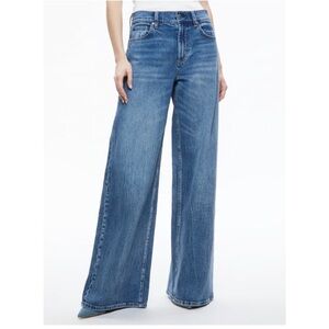Alice + Olivia Brookly Blue High Rise Wide Leg Jeans NWOT